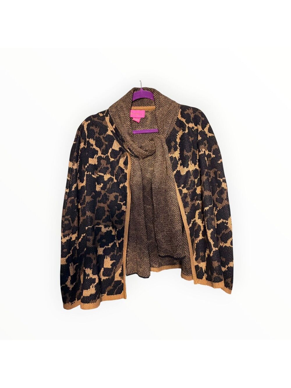 Betsey Johnson knit leopard print maximalism sweater cape
